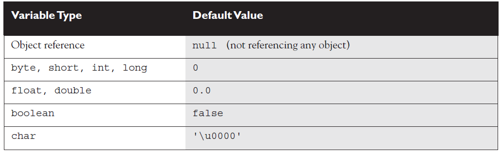 default values java